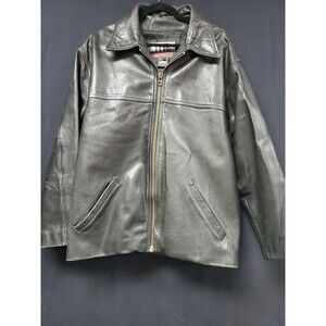 Global Identity Jim Beam Black Leather Multi Pocket Mens Jacket Size Large